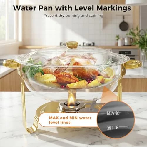 Ublue Chafing Dishes for Buffet 4 Pack | 5QT Round Stainless Steel Food Warmers thumbnail 3