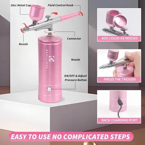 AKALLIBRE Airbrush Kit with Compressor, 48PSI High-Pressure Non-Clogging | Cordless, Adjustable, Versatile thumbnail 3