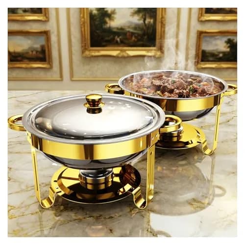 Ublue 5QT Round Stainless Steel Chafing Dishes 2 Pack | Buffet Food Warmers for Events thumbnail 1