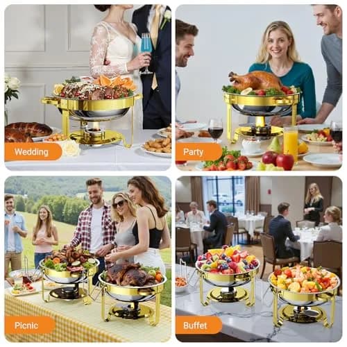 Ublue 5QT Round Stainless Steel Chafing Dishes 2 Pack | Buffet Food Warmers for Events thumbnail 8
