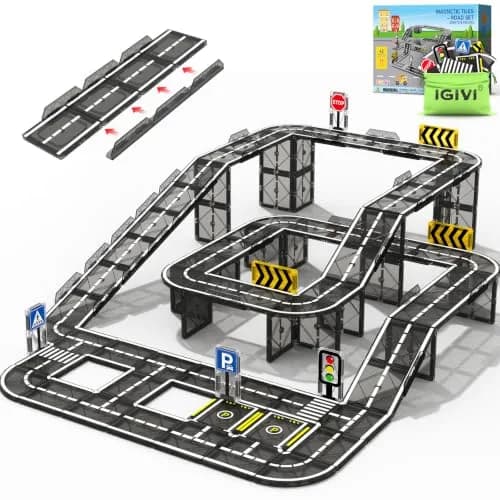 IGIVI Magnetic Tiles Road & Rail Clamp Pack | Educational Construction Toys for Kids 3+ in India thumbnail 1