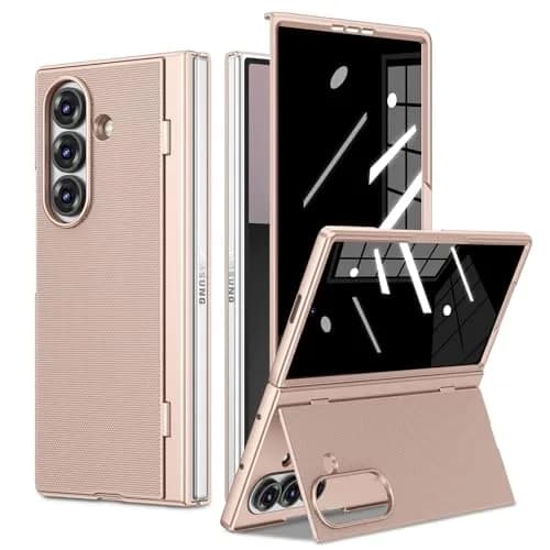 Ruky Gold Case with Kickstand & Privacy Screen Protector for Samsung Galaxy Z Fold 7 | Built-in Stand, Full Body Protection thumbnail 1
