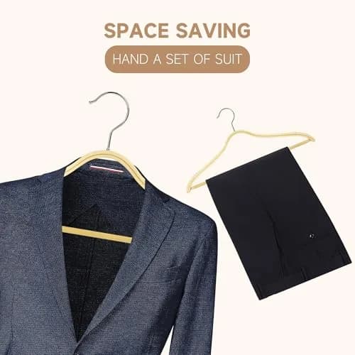 BP4U Slim Birch Wood Hangers with Non-Slip Rubber Strips 96-Pack | Space-Saving & Durable thumbnail 6