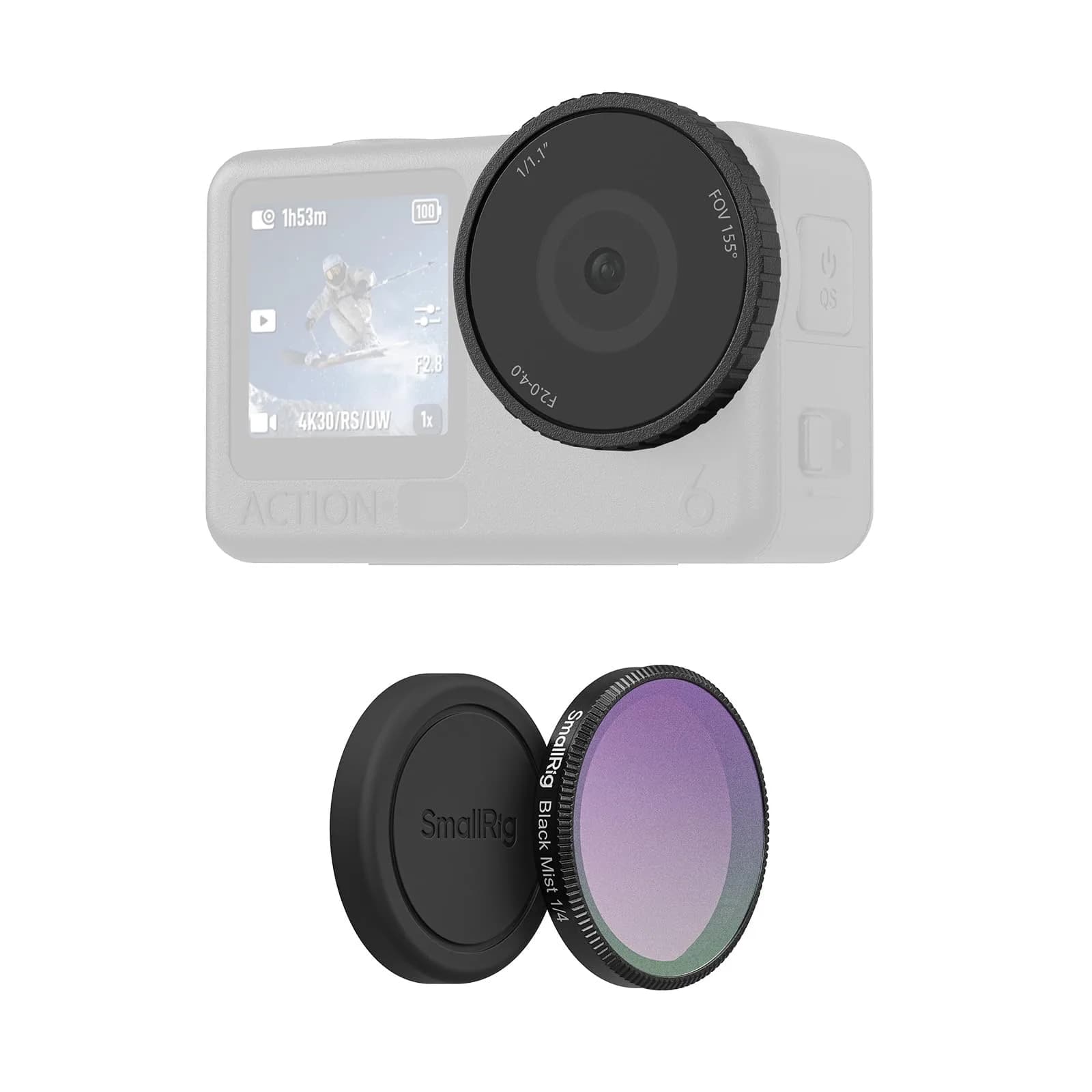 SmallRig ND16 Filter for DJI Osmo Action 6 with Lens Cover & Cleaning Cloth | 43.86mm (1.7in) HD Optical Glass — 1/4 Black Mist+Lens Cover