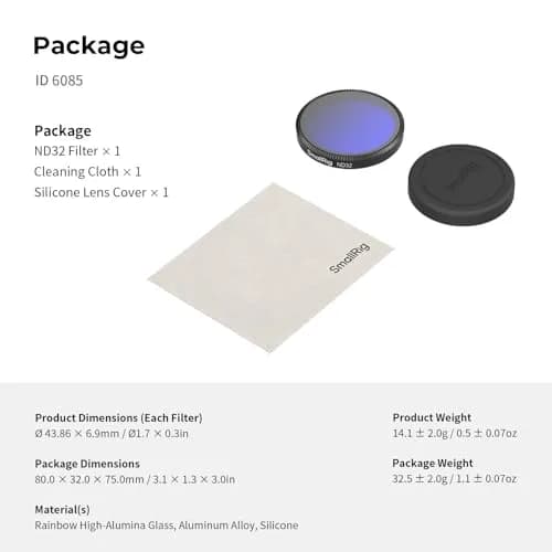 SmallRig ND32 Filter for DJI Osmo Action 6 43mm (1.7in) | Snap-On Neutral Density Filter with Lens Cover thumbnail 7