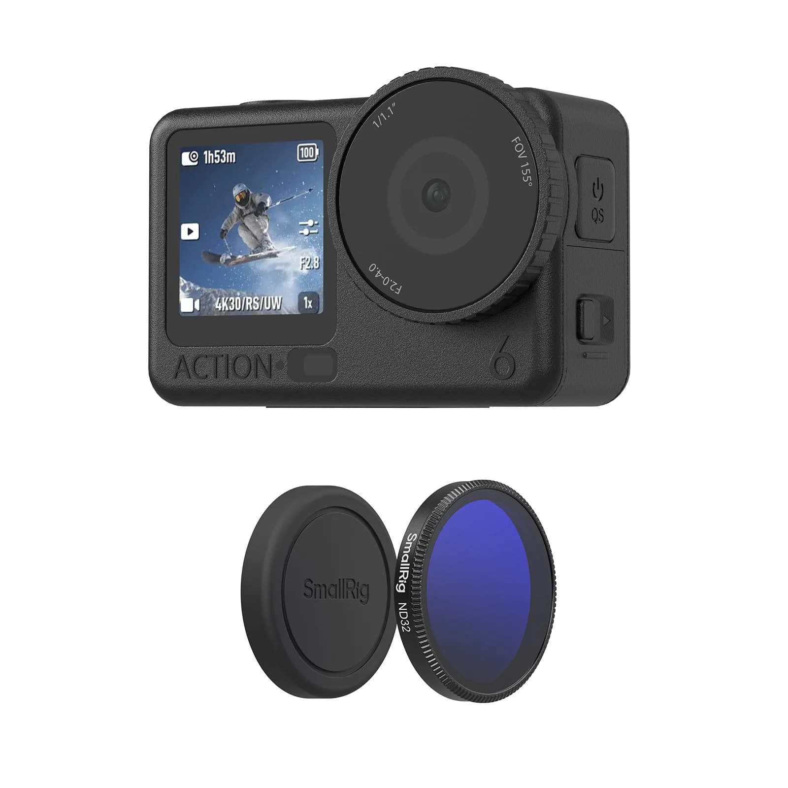 SmallRig ND16 Filter for DJI Osmo Action 6 with Lens Cover & Cleaning Cloth | 43.86mm (1.7in) HD Optical Glass — ND32+Lens Cover