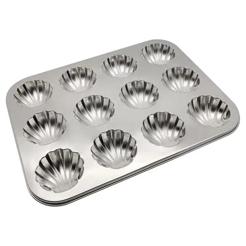 Fox Run Stainless Steel Scallop Shell Madeleine Pan, 12 French Cookie Molds | 34.1 cm x 42.2 cm x 10.5 cm thumbnail 5