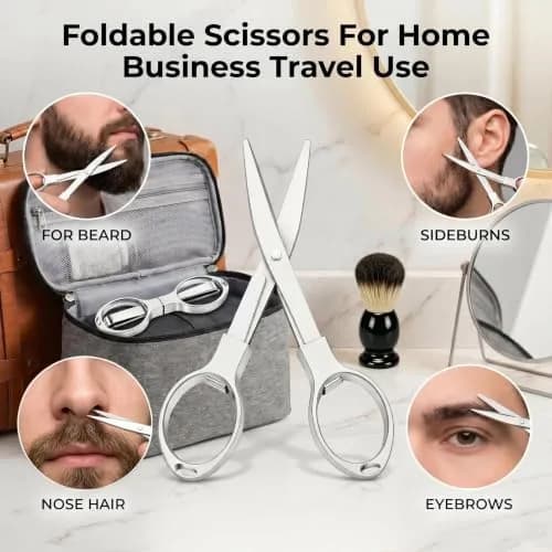 Sosoon Beard Brush, Shaving Brush, Beard Comb, Beard Scissors Set | 100% Boar Bristle Walnut Wood Grooming Kit thumbnail 6