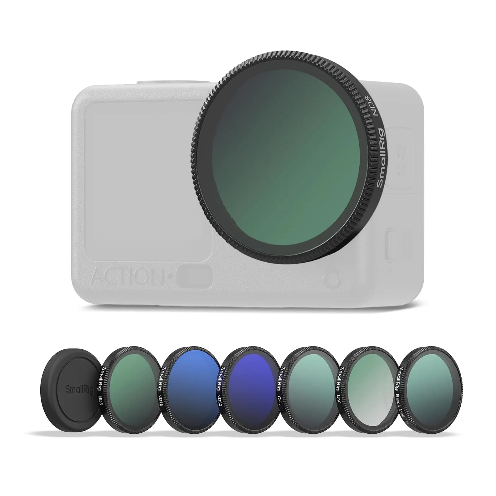 SmallRig 6-Pack Snap-On Filter Kit for DJI Osmo Action 6 | 43.86mm CPL+ND8+ND16+ND32+UV+1/4 Black Mist Filters