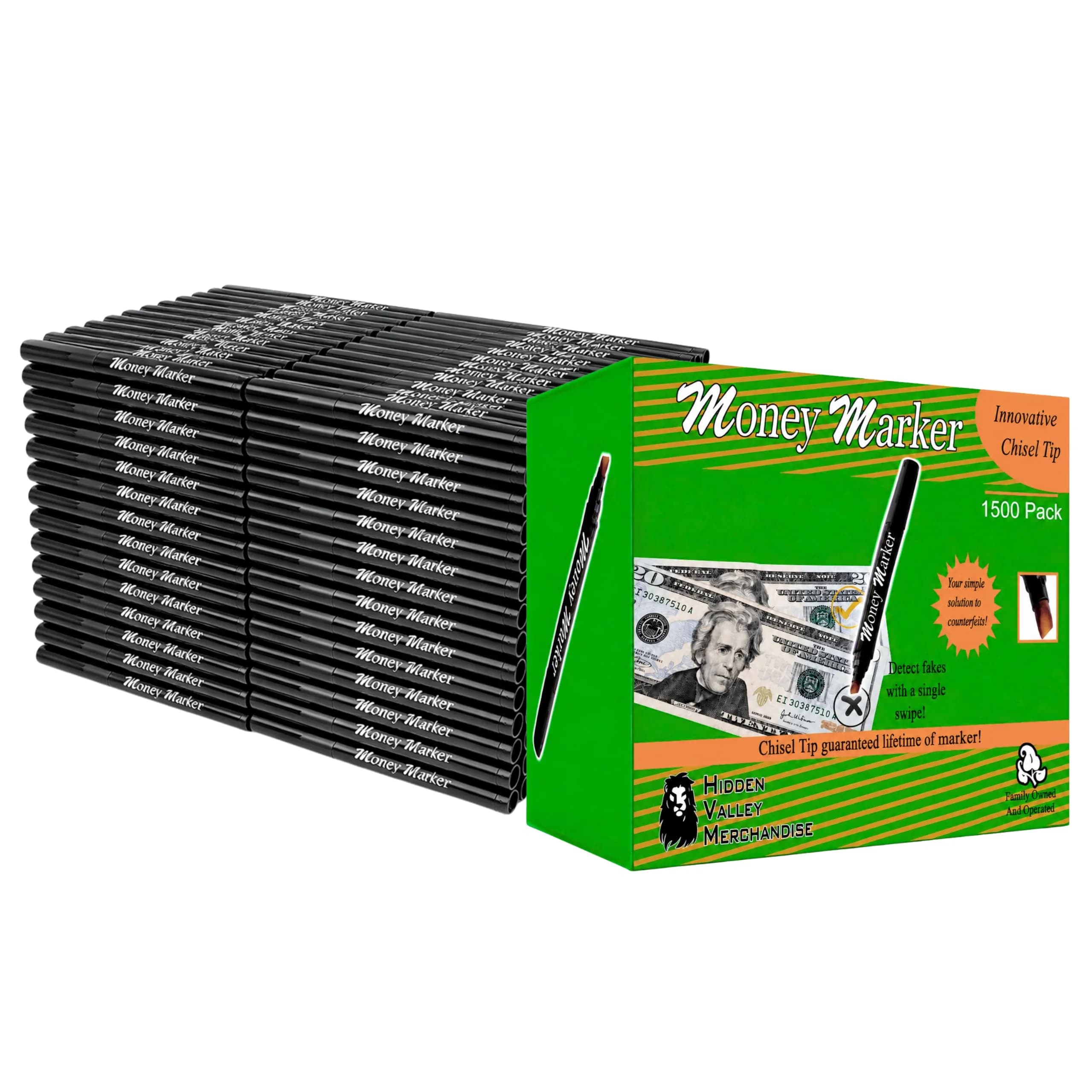 HVM Counterfeit Money Detector Pen (500 Pack) | Detect Fake Bills with Special Ink