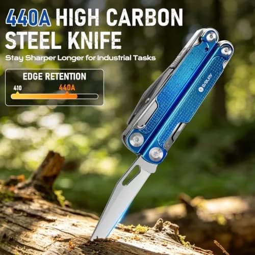BIBURY Multitool Pliers with Blue Titanium Handle & 440A Knife | Durable & Versatile for Outdoor & DIY thumbnail 3