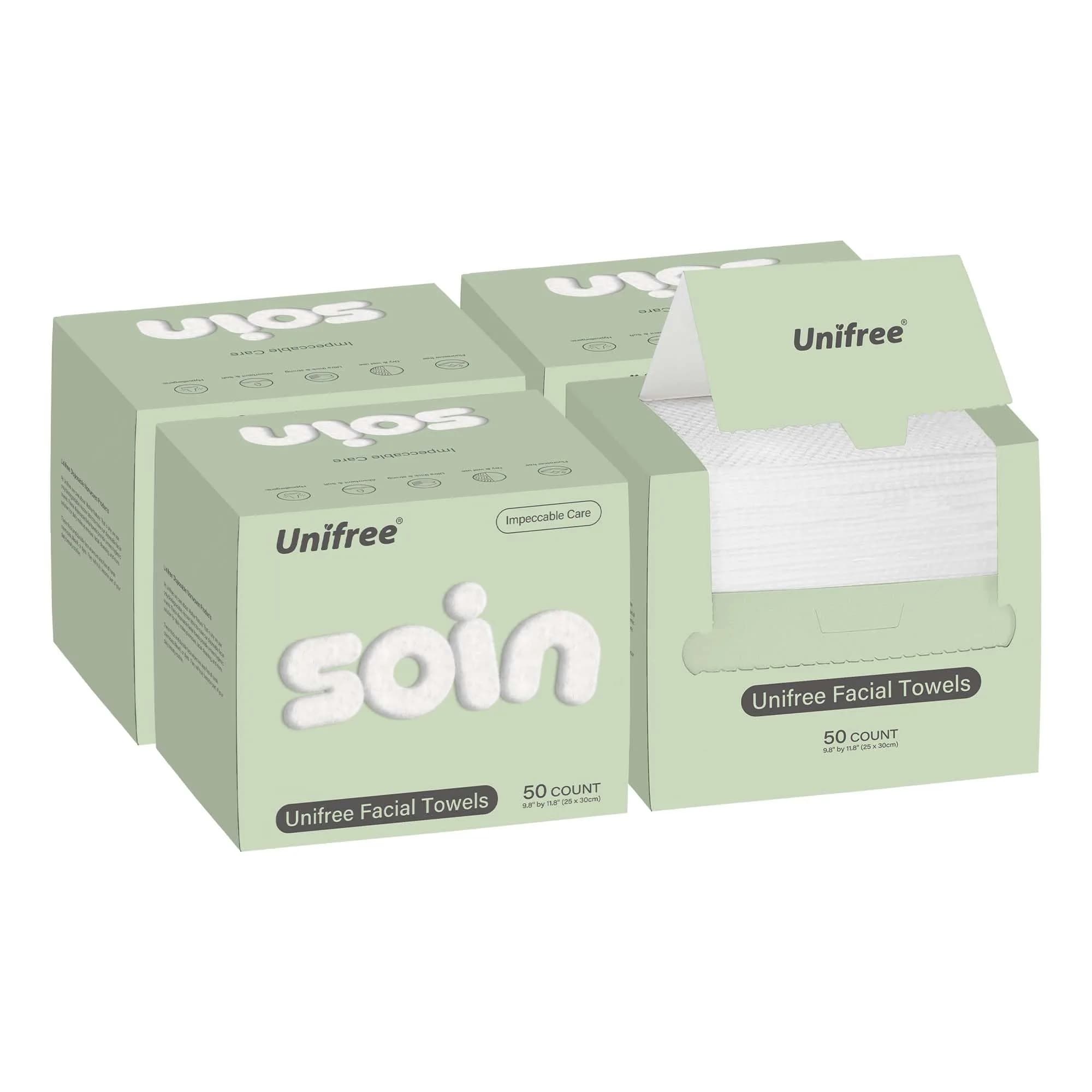 UNIFREE Facial Towels 50 Count | Ultra-Soft, Absorbent, Biodegradable, Multi-Purpose - main product image