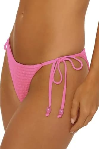 ISABELLA ROSE Maza - Women's Tie Side Bikini Bottom, Cheeky Coverage, Swimwear Separates for Women, Rosy, Small | Cheeky Brazilian Cut, Adjustable Sides thumbnail 2
