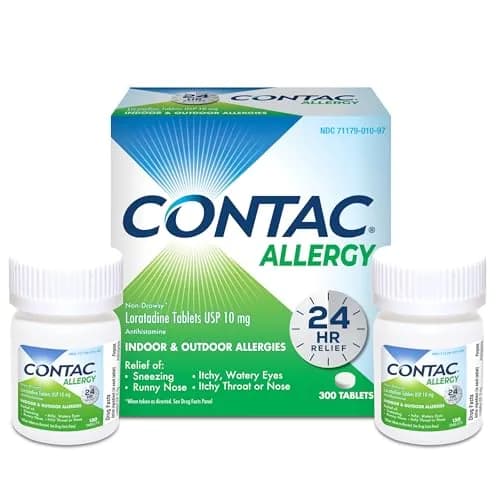 Contac Allergy Relief Tablets, Loratadine 10 mg | 300 Count, Non Drowsy, 24-Hour Allergy Relief thumbnail 1