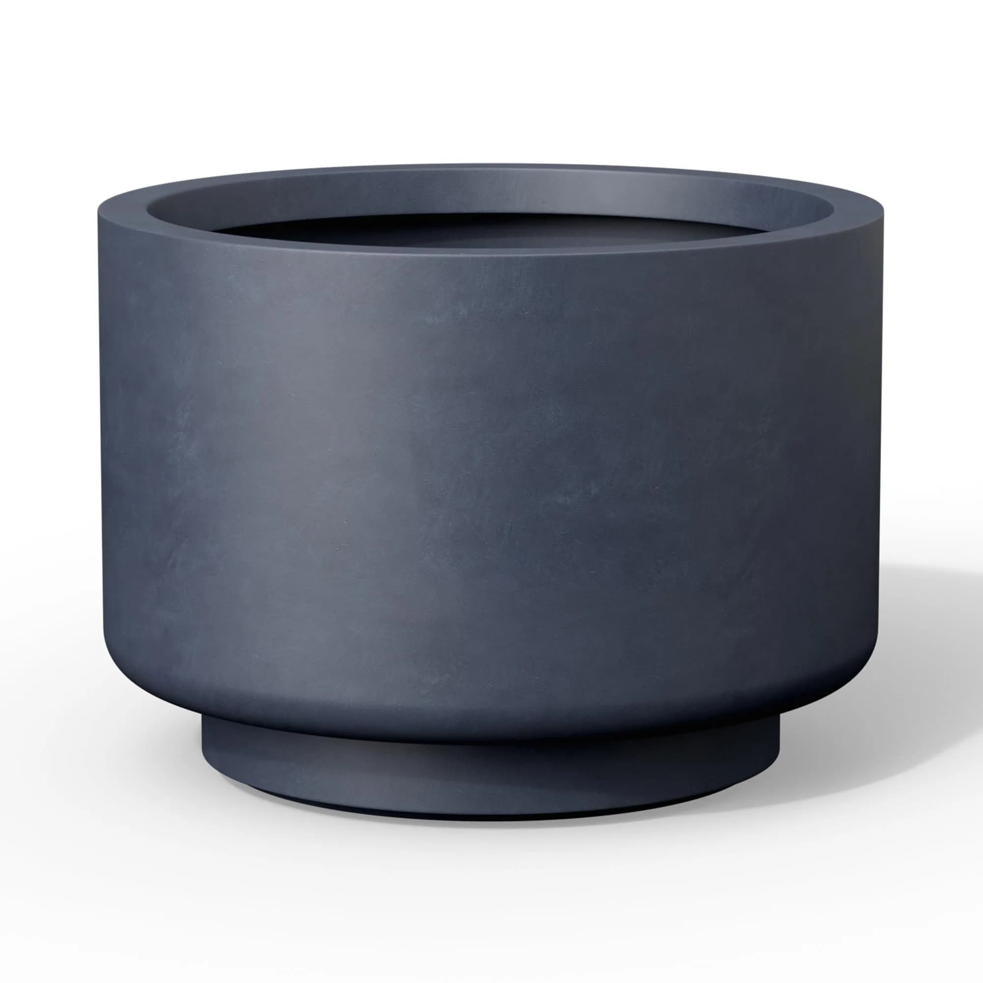 Kante Large Round Pedestal Charcoal Concrete Planter 15.7" Dia, Outdoor | Modern Weather-Resistant Garden Decor - main product image