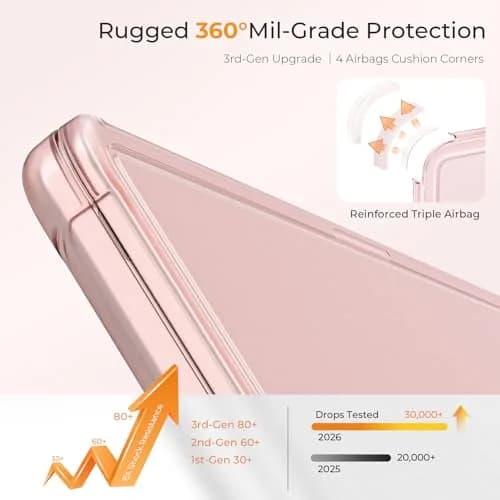 EooCoo Reinforced Anti-Crack Case for MacBook Air 13.6 inch M5-M2 Chip (2022-2026 Models) | Pink Matte Hard Shell with Shockproof Corners thumbnail 3