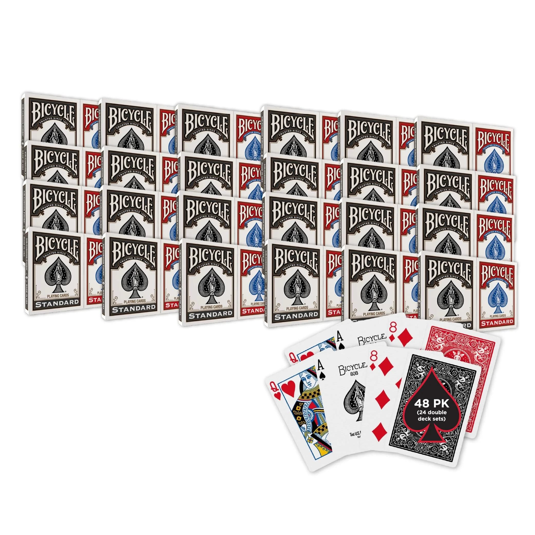Bicycle 48-Pack Red & Black Rider Back Playing Cards | Standard Index, USA-Made