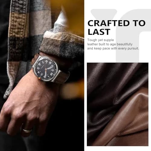 Tlselt Leather Band for Samsung Galaxy Watch Ultra 2/Ultra 47mm | Vintage Rugged Leather, Quick-Release, Fits 6.2"–8.9" Wrists thumbnail 5