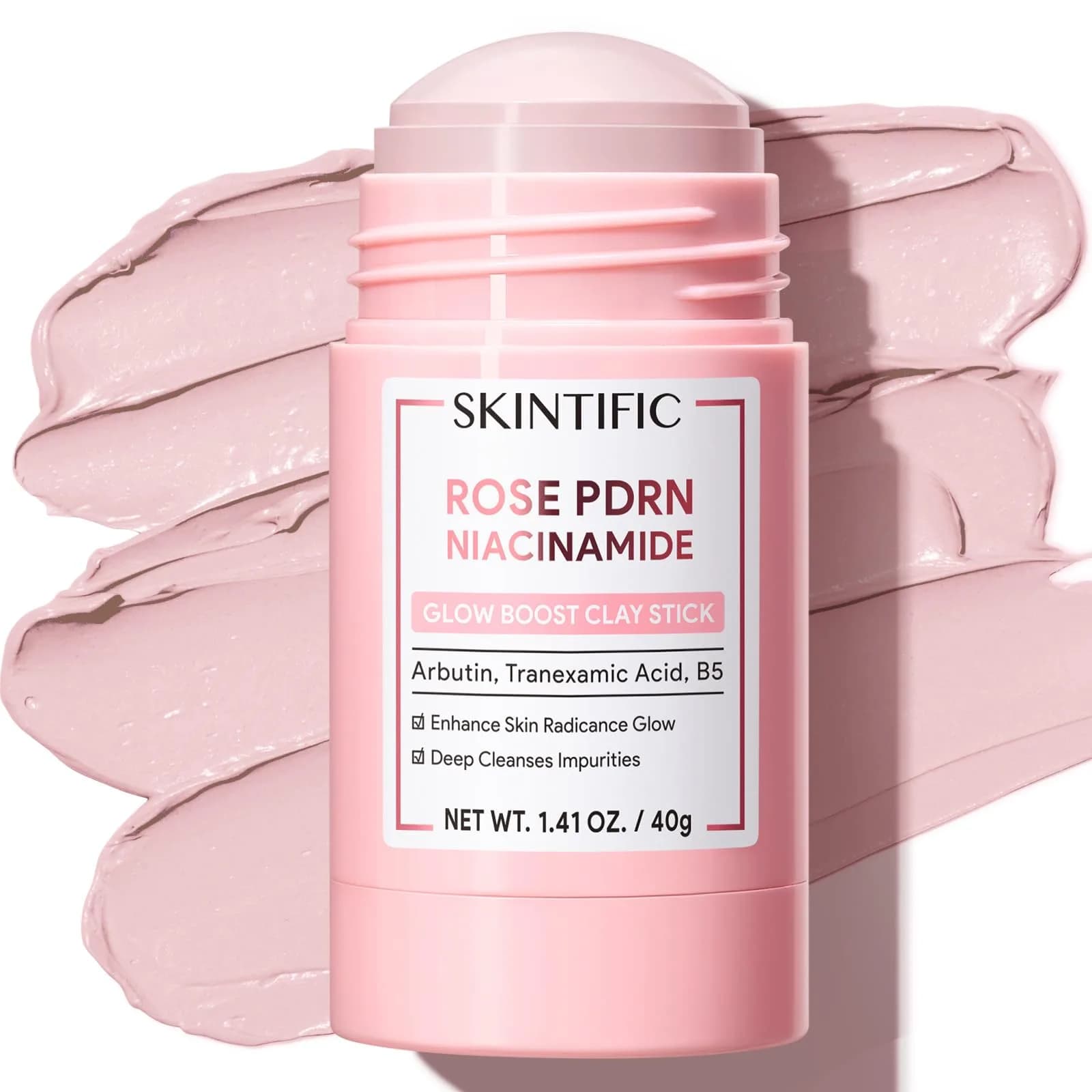 SKINTIFIC Mugwort Clay Stick Face Mask with Centella & Salicylic Acid | Calms Redness & Pores, 40g (1.41 Oz) — ROSE PDRN