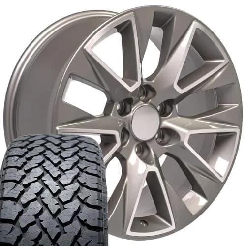 OE Wheels CV26 20x9 Silver Wheels | 6x139.7 Bolt Pattern, 28ET Offset, 275/55R20 TBB Tires thumbnail 1