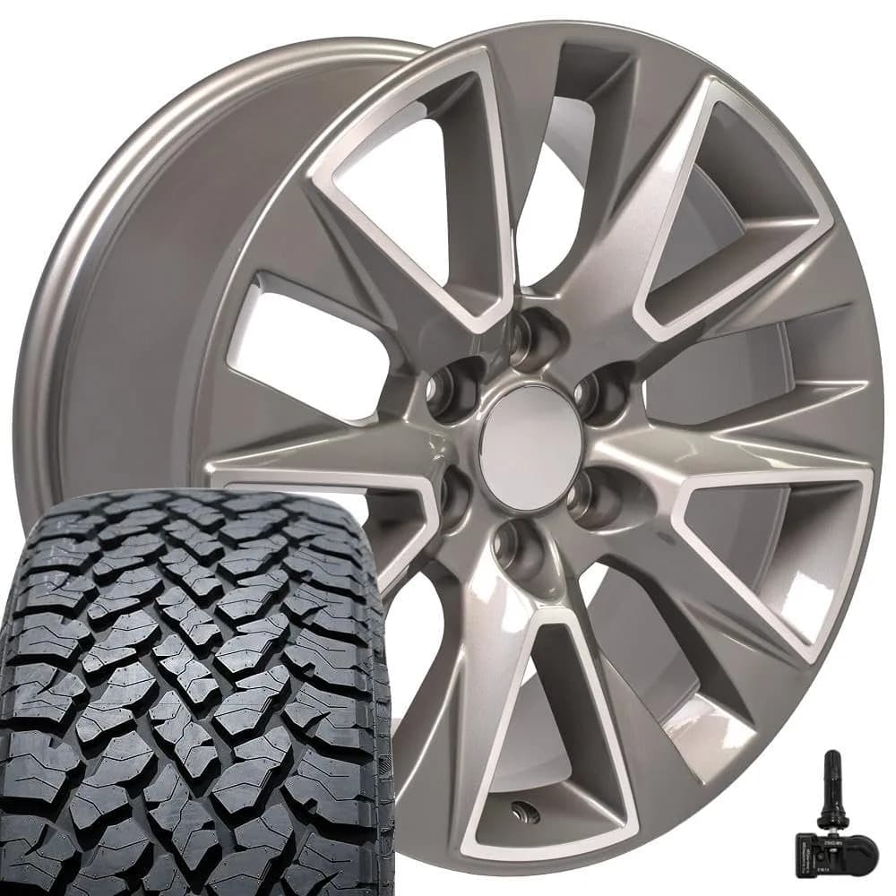 OE Wheels CV26 20x9 Silver Wheels | 6x139.7 Bolt Pattern, 28ET Offset, 275/55R20 TBB Tires — Set of 4