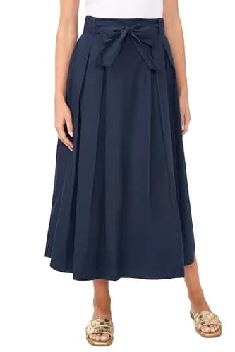 1.STATE Bow Belt Box Pleated Skirt | Mid Rise, Indigo Night, Feminine Style thumbnail 1