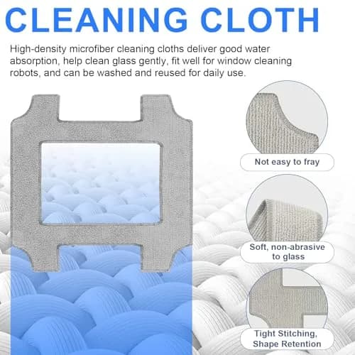 Frexusuent Microfiber Cleaning Rag for ECOVACS WINBOT W2S/W2S Omni Window Cleaner Robot (12-Pack) thumbnail 4