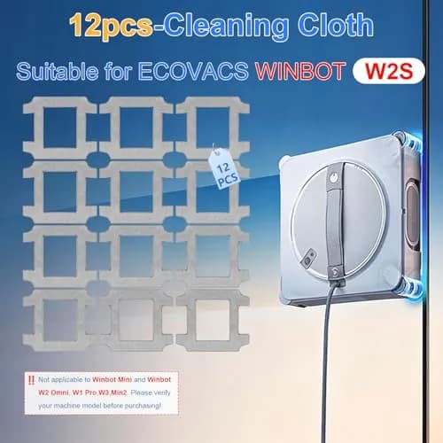 Frexusuent Microfiber Cleaning Rag for ECOVACS WINBOT W2S/W2S Omni Window Cleaner Robot (12-Pack) thumbnail 2
