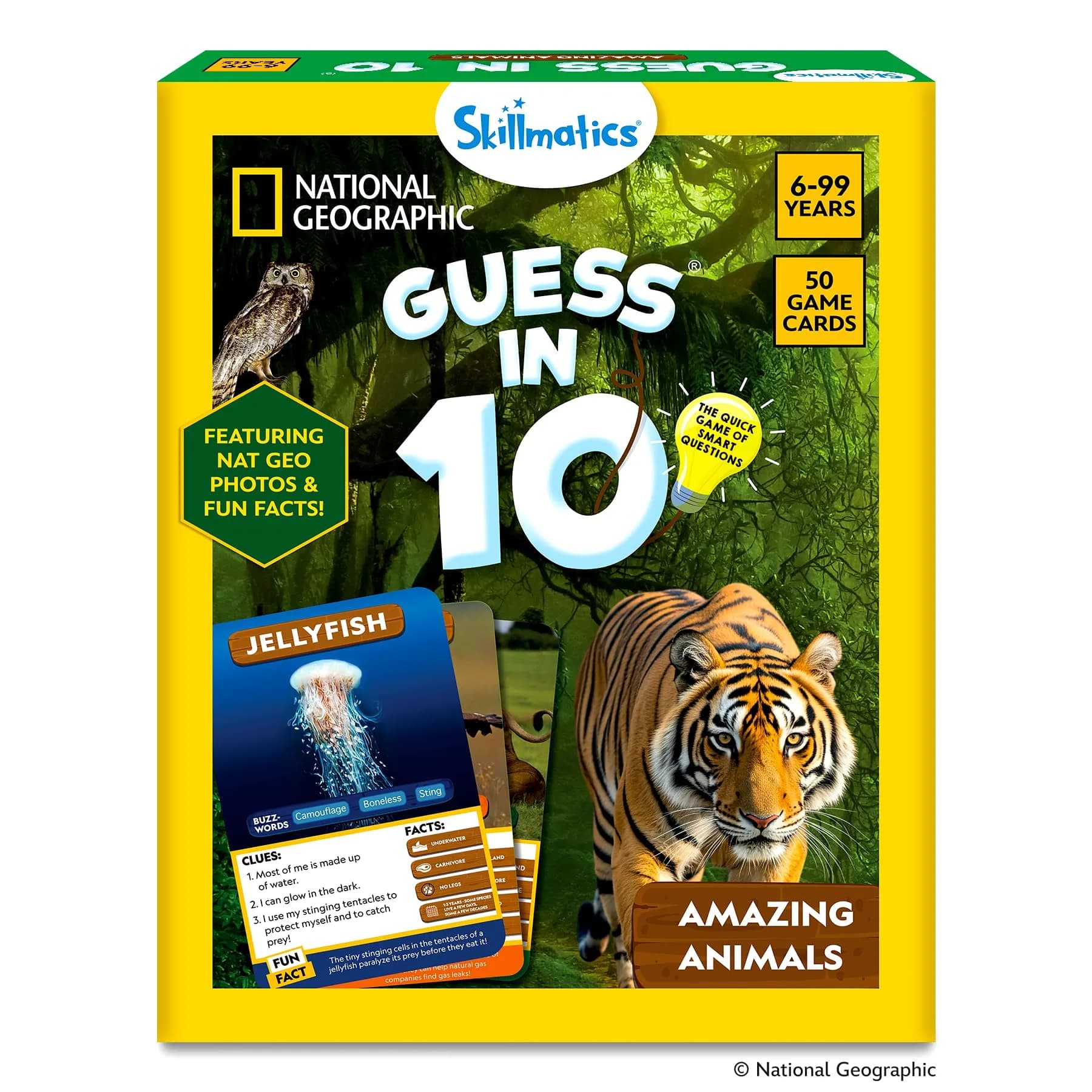 Skillmatics Guess in 10 National Geographic Animals Game | Educational Card Game for Ages 6+