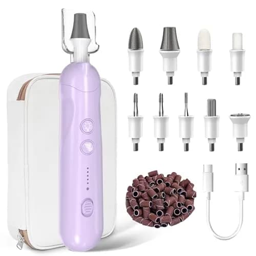Hoxida Cordless Electric Nail File Set with 360° LED Light, Rechargeable Manicure Pedicure Kit for Feet & Hands, 0-20,000 RPM, Oil-Purple | Professional Salon Quality thumbnail 1