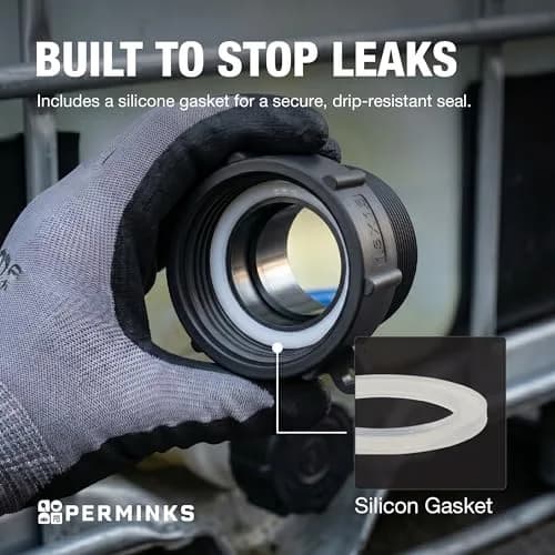 PERMINKS IBC Tote Adapter S60x6 60mm Coarse Thread to 2" NPT, 275-330 Gal, 2-Pack | Connect IBC Tanks to NPT Plumbing thumbnail 4