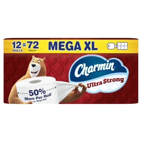 Charmin Ultra Strong Toilet Paper 12 Mega XL Rolls (3960 Sheets Total) | 4X Stronger When Wet thumbnail 1