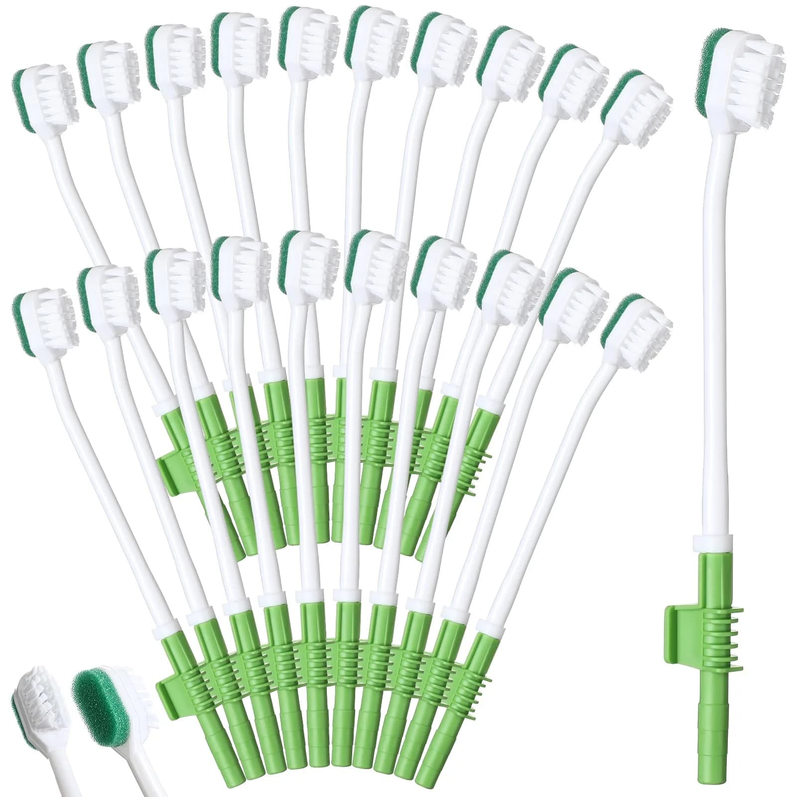 Didaey Green 10 Pcs Oral Suction Swabs Sponge Toothbrush | Individually Wrapped — Green