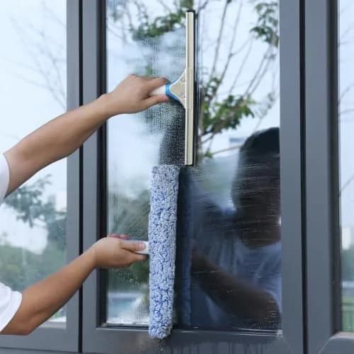 Mitclear 300 cm (10 Feet) Long Squeegee Window Cleaner Tool with Microfiber Scrubber | Streak-Free Outdoor High Window Cleaning thumbnail 8
