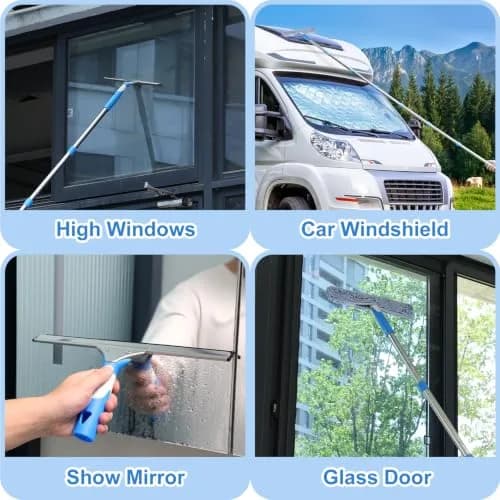 Mitclear 300 cm (10 Feet) Long Squeegee Window Cleaner Tool with Microfiber Scrubber | Streak-Free Outdoor High Window Cleaning thumbnail 9