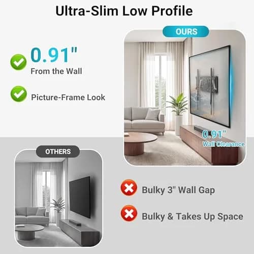BONTEC Heavy Duty Fixed TV Wall Mount 43-100 Inch TVs, 220 lbs Capacity, VESA 800x600mm | Secure One-Piece Steel Bracket for Large Screens thumbnail 5
