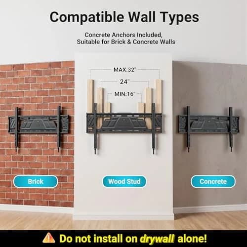 BONTEC Heavy Duty Fixed TV Wall Mount 43-100 Inch TVs, 220 lbs Capacity, VESA 800x600mm | Secure One-Piece Steel Bracket for Large Screens thumbnail 7