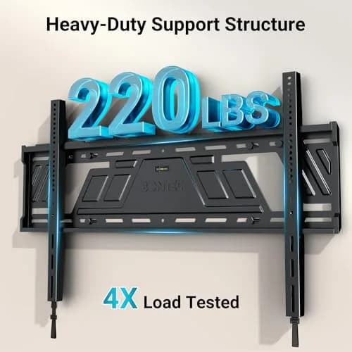 BONTEC Heavy Duty Fixed TV Wall Mount 43-100 Inch TVs, 220 lbs Capacity, VESA 800x600mm | Secure One-Piece Steel Bracket for Large Screens thumbnail 3