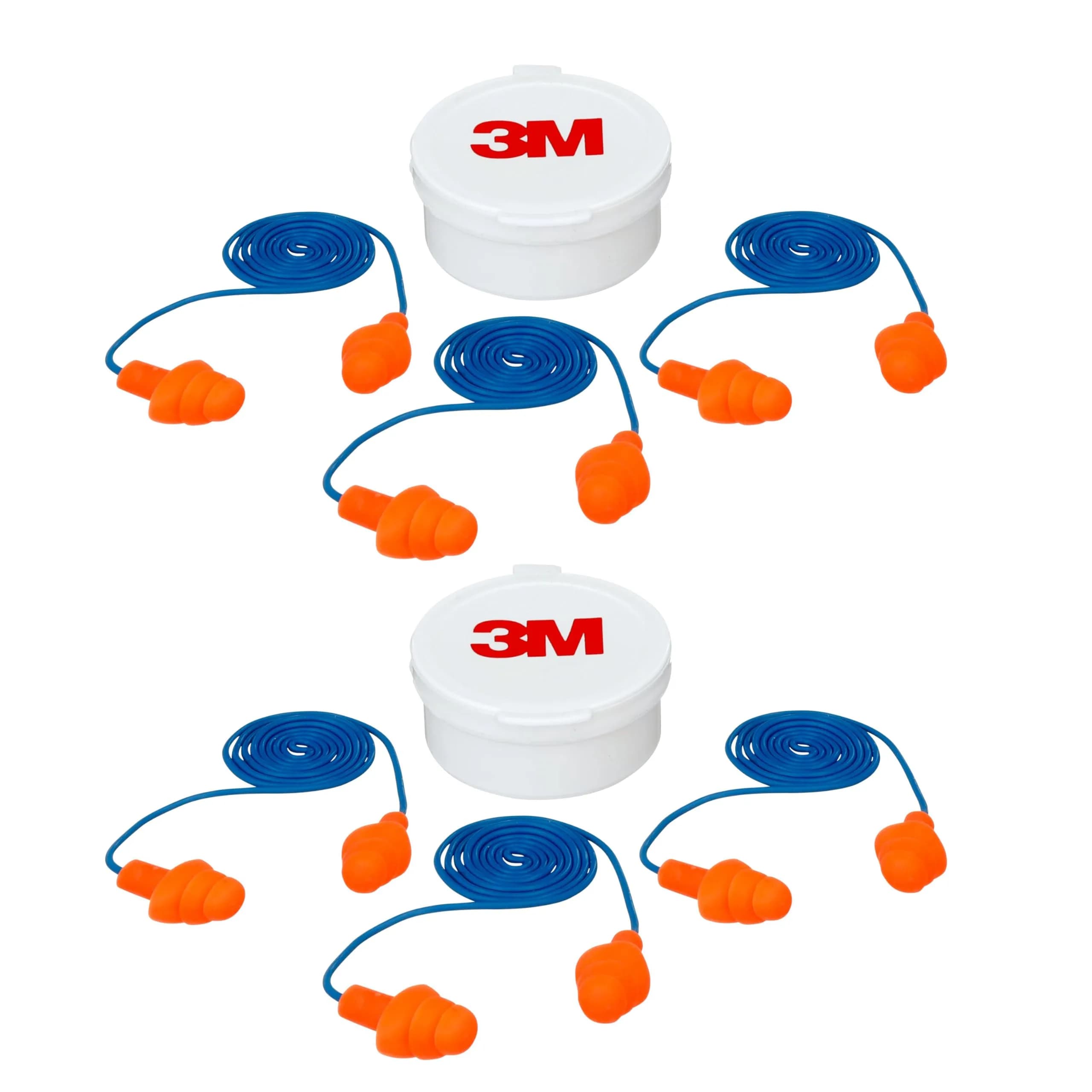 3M Corded Reusable Earplugs 6 Pair (Pack of 2) | NRR 25 dB Noise Reduction
