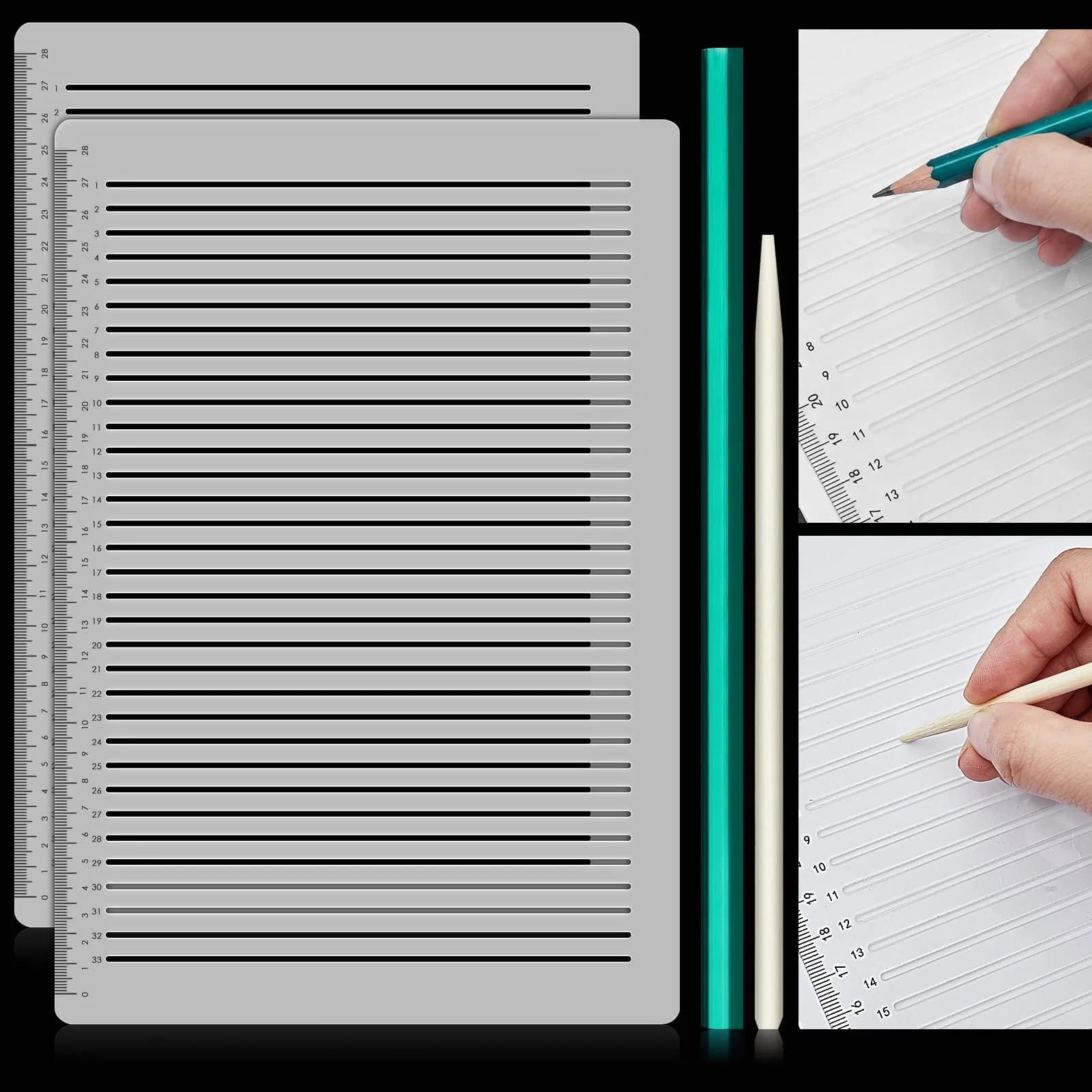 Fainne 2-Pack Plastic Straight Line Stencil Template | 8mm Line Space
