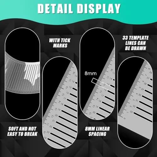 Fainne 2-Pack Plastic Straight Line Stencil Template | 8mm Line Space thumbnail 3
