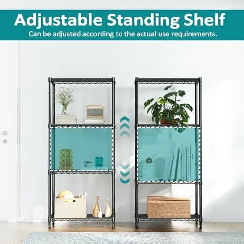 IZEUK 4-Tier Metal Shelf Rack, 24" Black Wire Shelving Unit for Kitchen Storage | Supports Up to 1000 lbs thumbnail 5