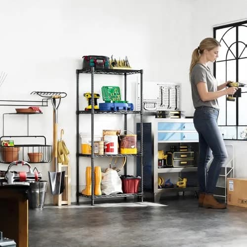 IZEUK 4-Tier Metal Shelf Rack, 24" Black Wire Shelving Unit for Kitchen Storage | Supports Up to 1000 lbs thumbnail 7