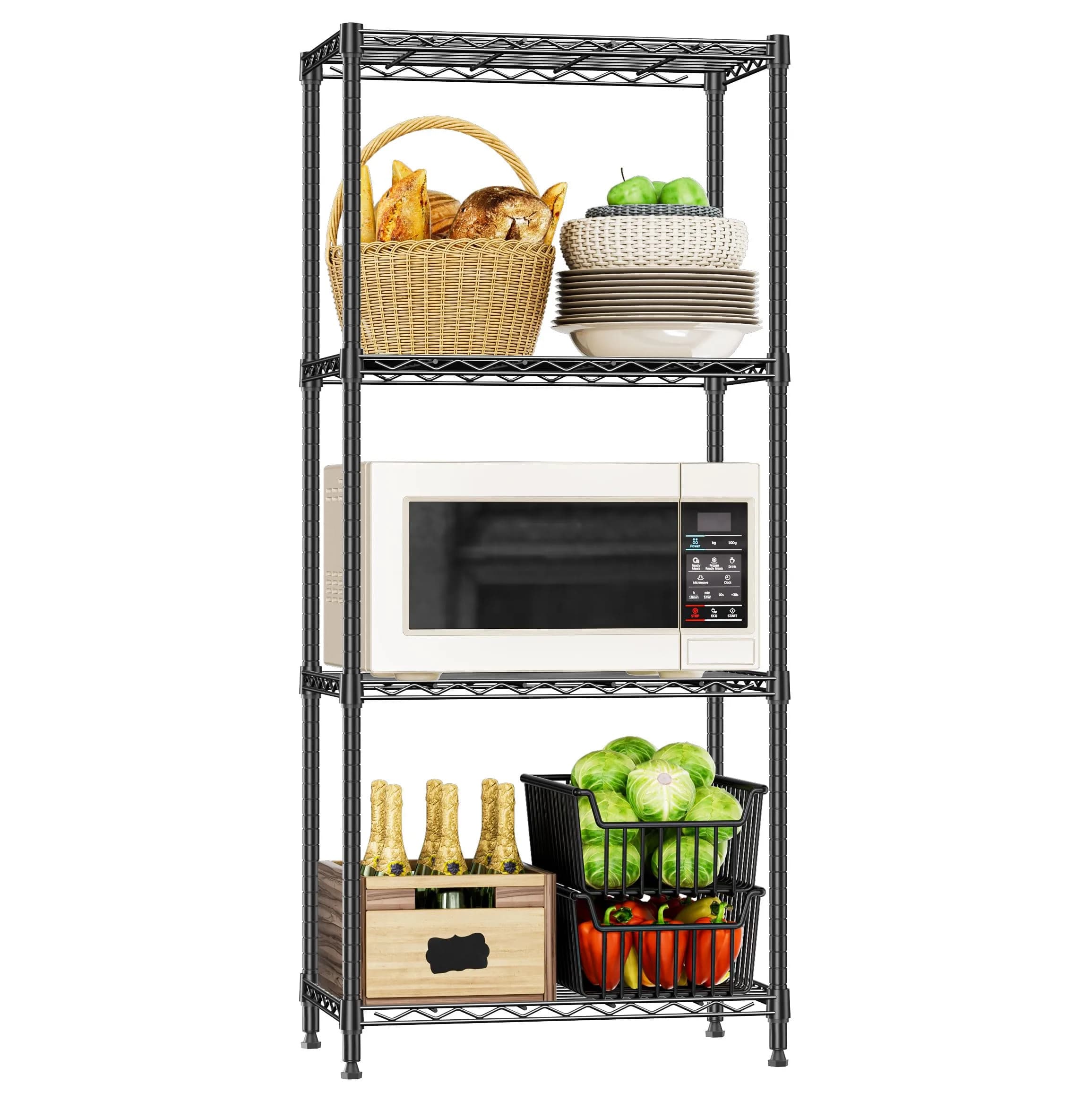 IZEUK 5-Tier Garage Shelving, 17.7"D x 47.2"W x 76.7"H | Heavy Duty Steel Wire Rack with Wheels — 4 Tier