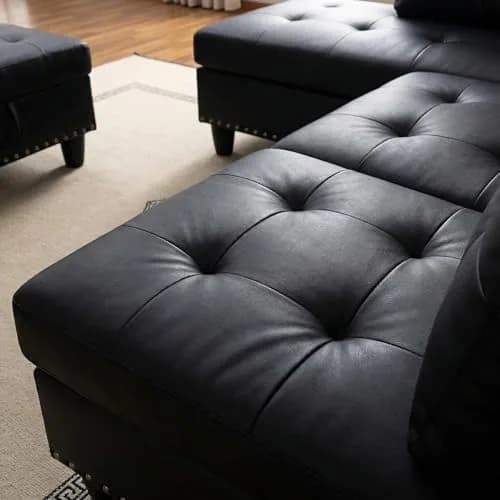 Topcomfy Leather L-Shaped Couch Set 97.5"L x 69.5"W | Modern, Skin-Friendly, Supportive thumbnail 7