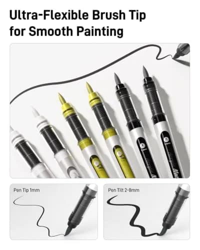 JusArt Gold Acrylic Paint Markers Brush Tip (3-Pack, 1-8mm Lines) | ASTM D4236 Certified thumbnail 3