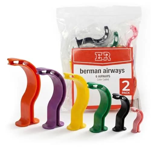 Berman Oral Airway Emergency Kit 2-Pack | Color Coded Disposable Polypropylene Airways for First Aid, EMT, Paramedic, CPR thumbnail 1