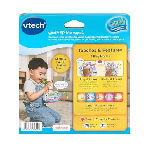 VTech Zoo Jamz Hedgehog Tambourine with Instruments and Games | Musical Toy for Toddlers 6.5" x 6" x 1.7" thumbnail 8