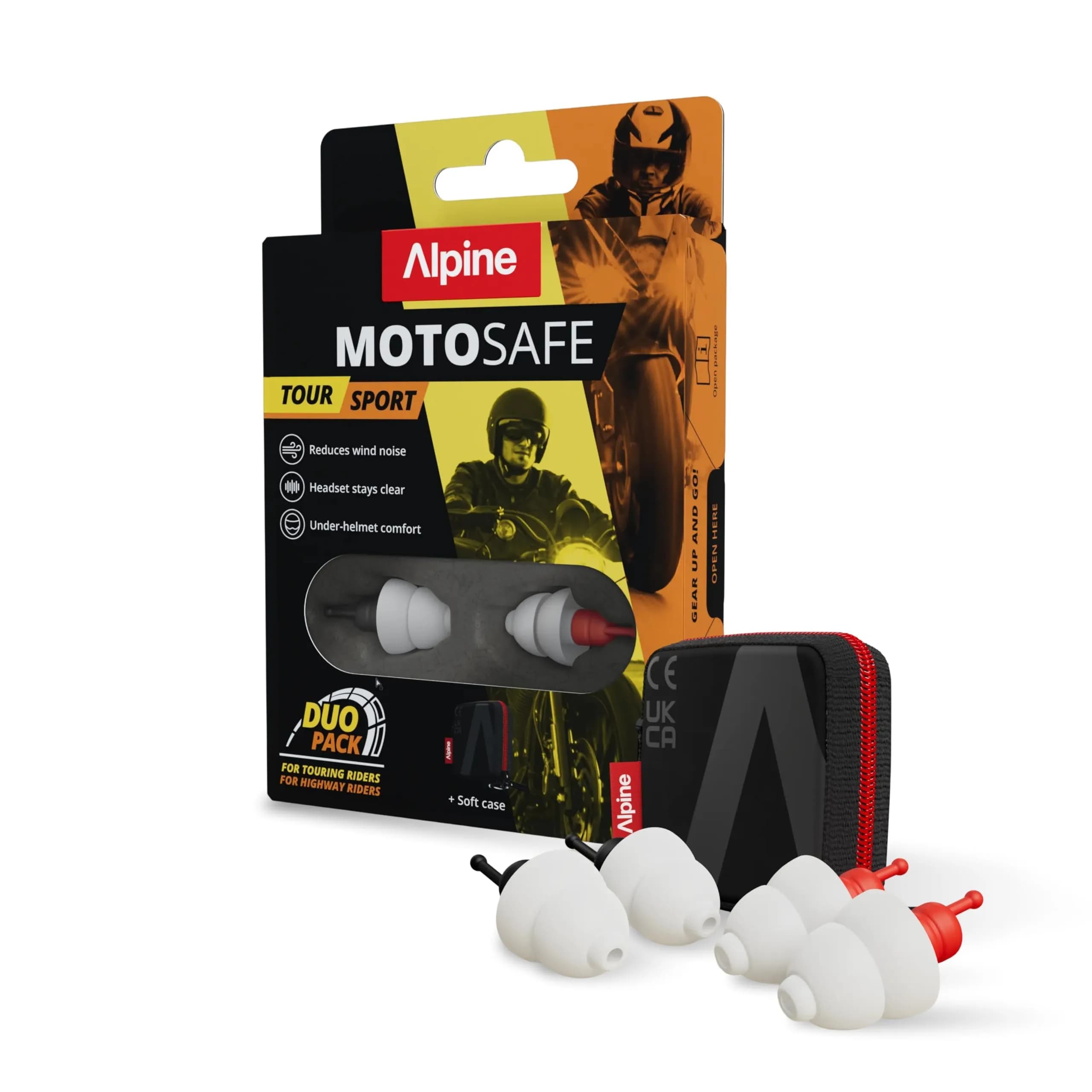 Alpine MotoSafe Duo Motorcycle Ear Plugs for Wind Noise Reduction | 2 Pairs (20dB SNR)