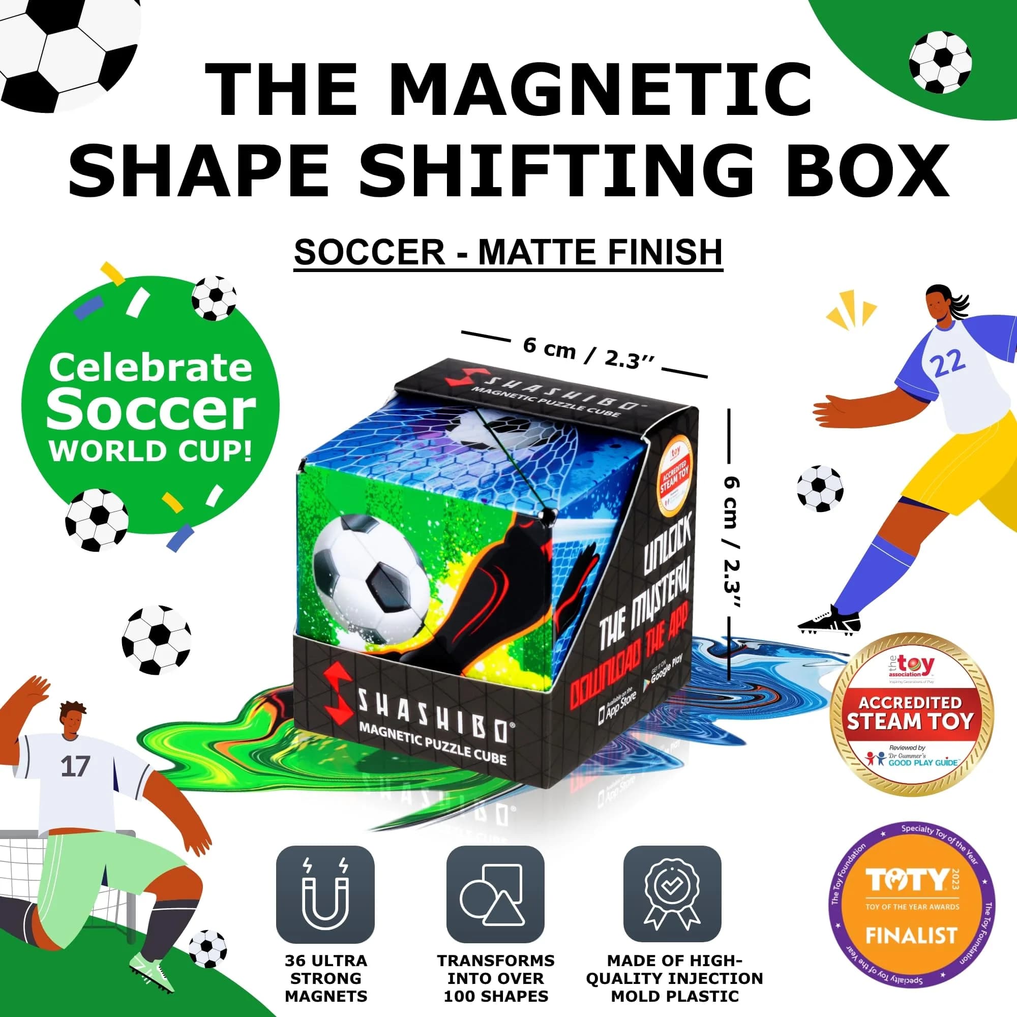 Shashibo Soccer Dodeca Sensory Fidget Toy | Shape Shifting Cube for Kids & Adults